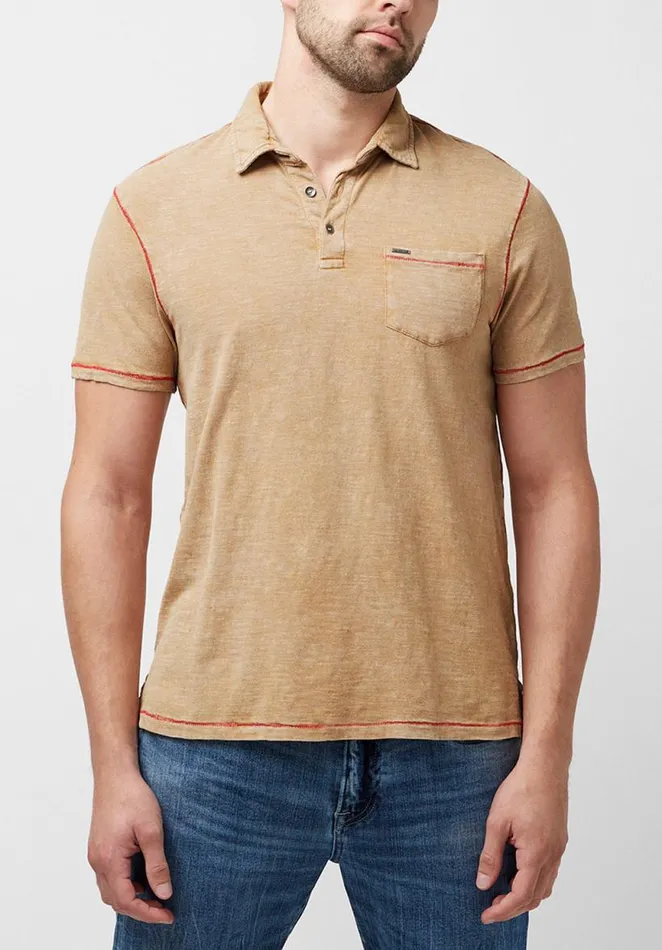 Men Kacinos Optic Wash Tan Polo Tan Buffalo David Bitton Tops and Tees