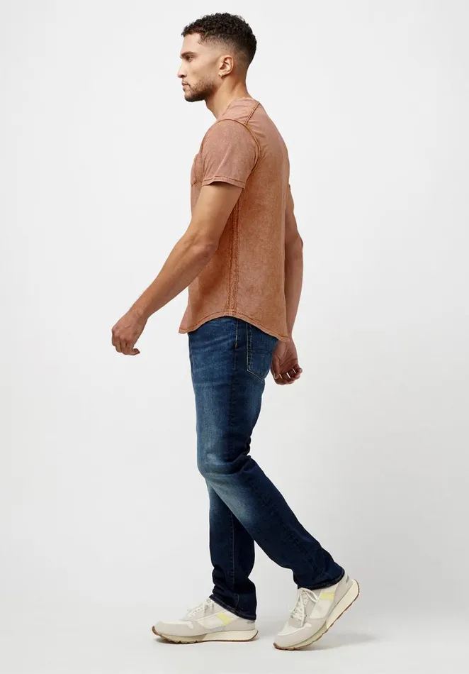 Men Kamiz Acid Wash Pocket TShirt Azure Buffalo David Bitton Tops and Tees