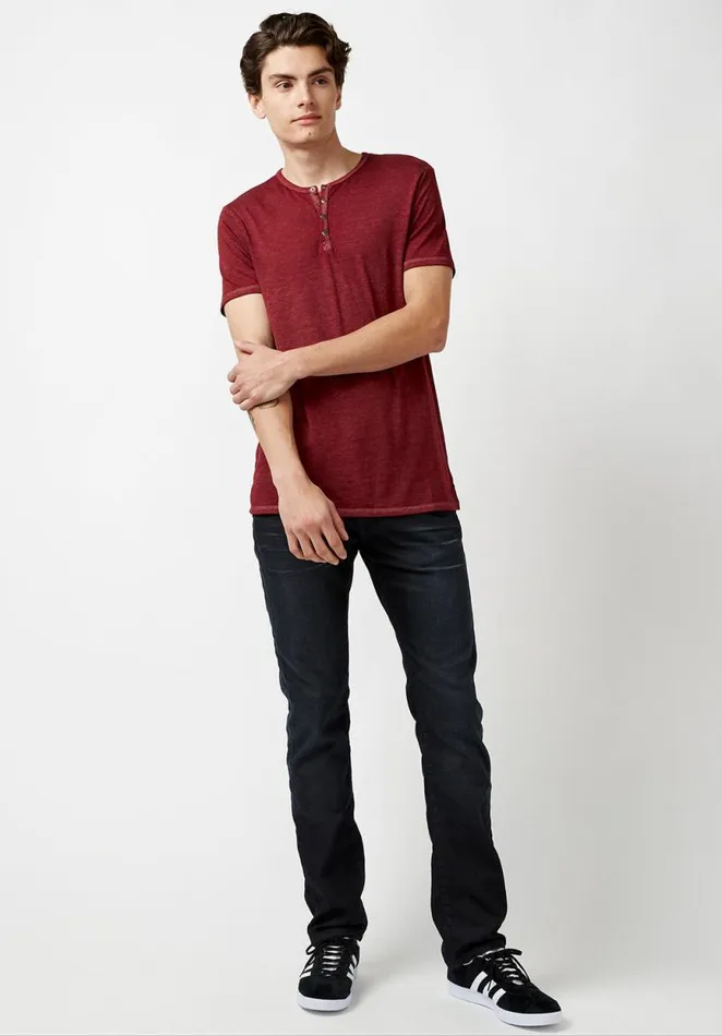 Men Kasum Buttoned Henley TShirt Ardent Buffalo David Bitton Tops and Tees