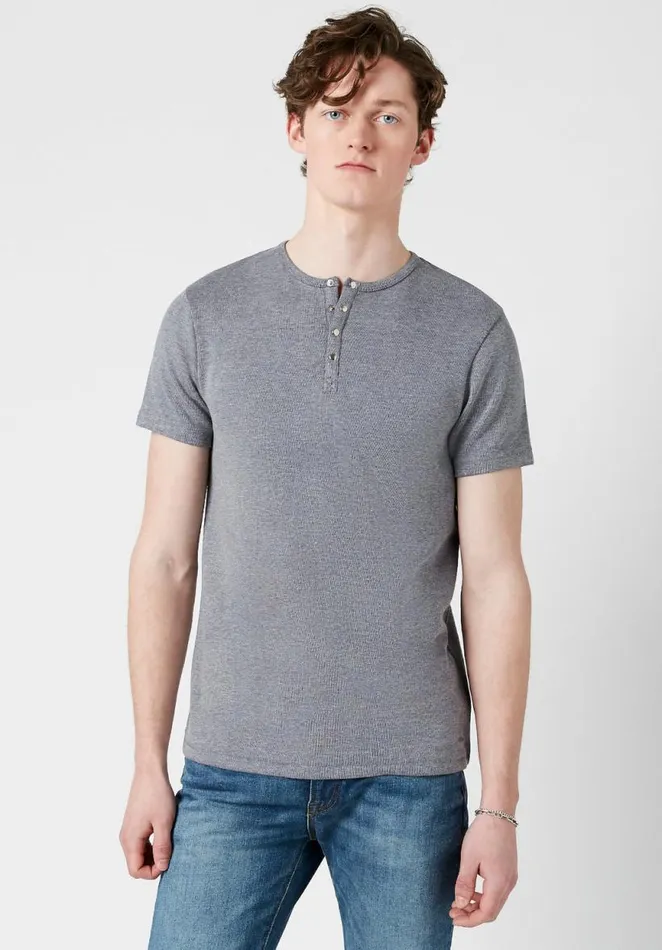 Men Kiwool Faded Henley TShirt Teracotta Buffalo David Bitton Tops and Tees