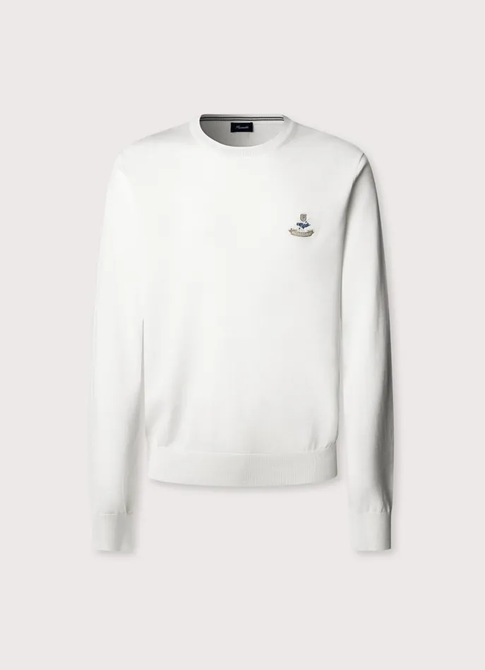 Men Knitwear Faonnable Embroidered Bird Crew Neck Jumper Off White