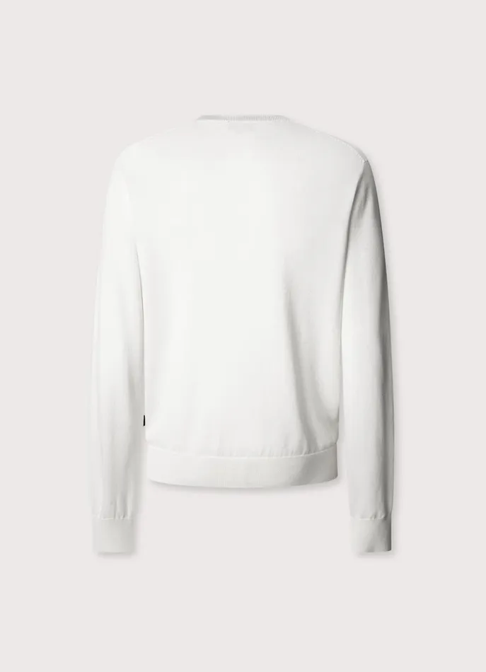 Men Knitwear Faonnable Embroidered Bird Crew Neck Jumper Off White