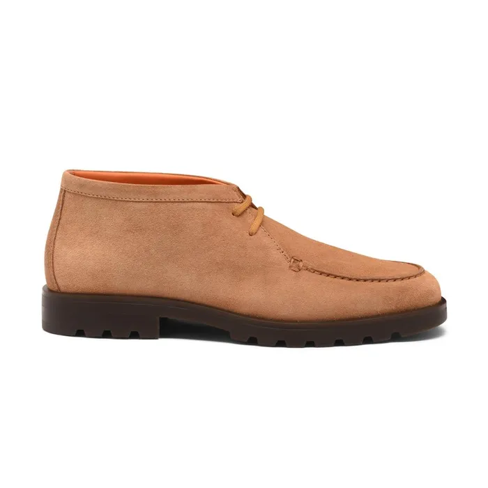 Men Light Brown Suede Desert Boot Santoni Boots