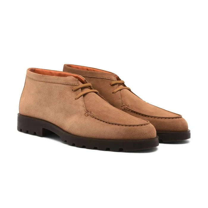Men Light Brown Suede Desert Boot Santoni Boots