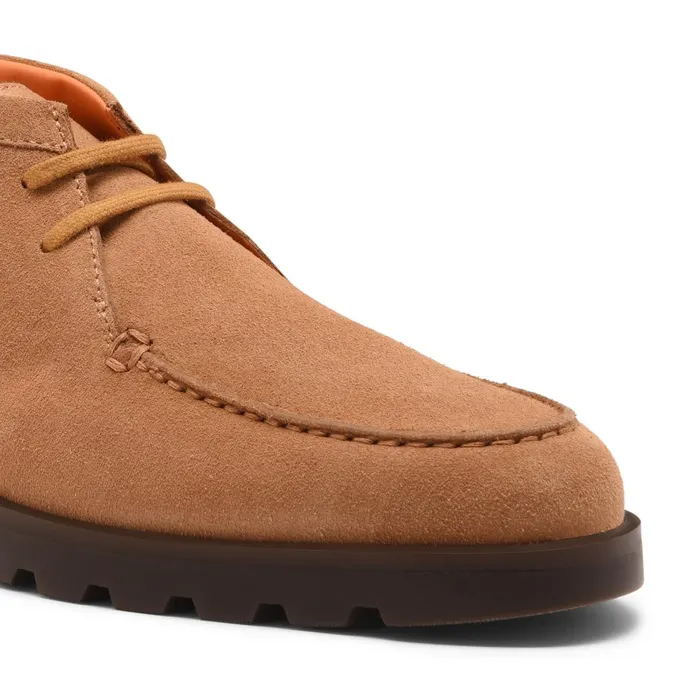 Men Light Brown Suede Desert Boot Santoni Boots