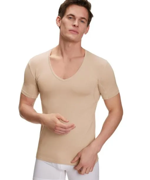 Men Men TShirt Vneck Climate Control Camel FALKE Shirts