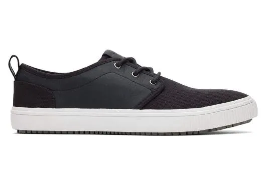 Men MenCarlo Terrain Black Leather Water Resistant Sneaker Water Resistant Black Canvas TOMS Slip Ons