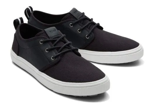 Men MenCarlo Terrain Black Leather Water Resistant Sneaker Water Resistant Black Canvas TOMS Slip Ons
