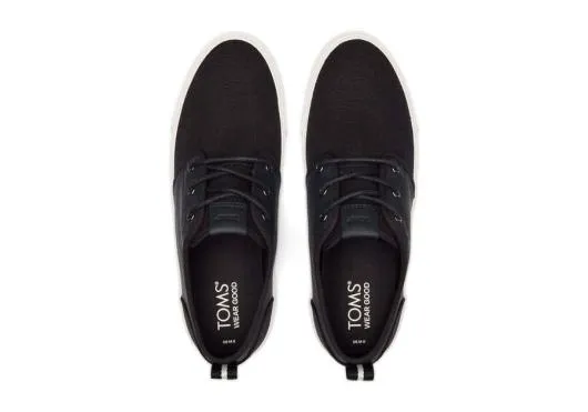 Men MenCarlo Terrain Black Leather Water Resistant Sneaker Water Resistant Black Canvas TOMS Slip Ons