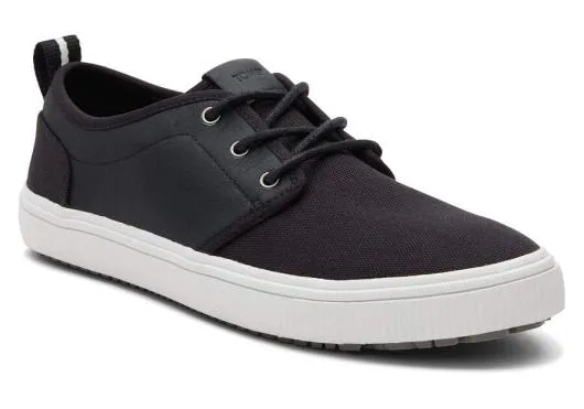 Men MenCarlo Terrain Black Leather Water Resistant Sneaker Water Resistant Black Canvas TOMS Slip Ons