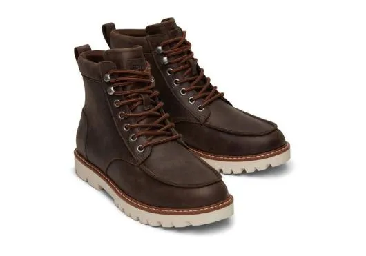 Men MenPalomar Brown Water Resistant Leather Boot Dark Brown Water Resistant TOMS Boots