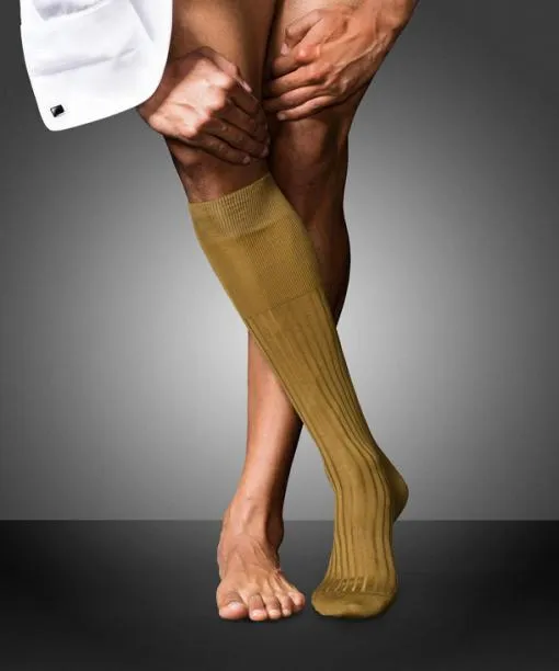 Men No 13 Finest Piuma Cotton Men Kneehigh Socks Brass FALKE Knee High Socks