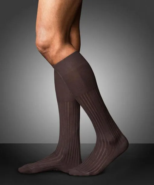Men No 13 Finest Piuma Cotton Men Kneehigh Socks Brown FALKE Knee High Socks