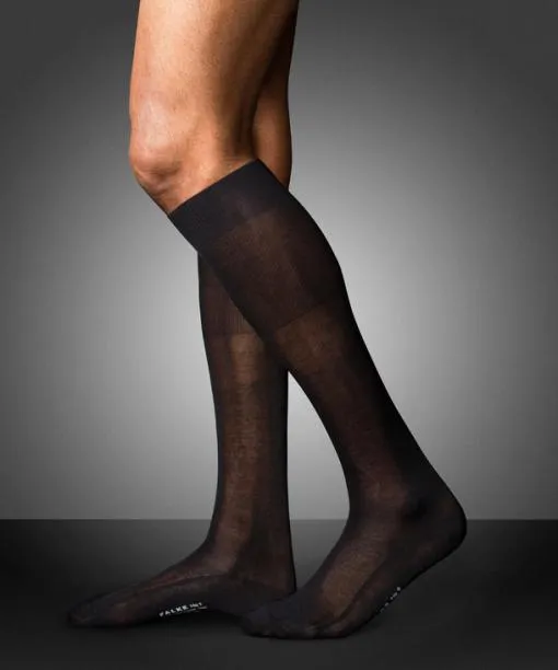 Men No 9 Pure Fil Dcosse Men Kneehigh Socks Black FALKE Knee High Socks