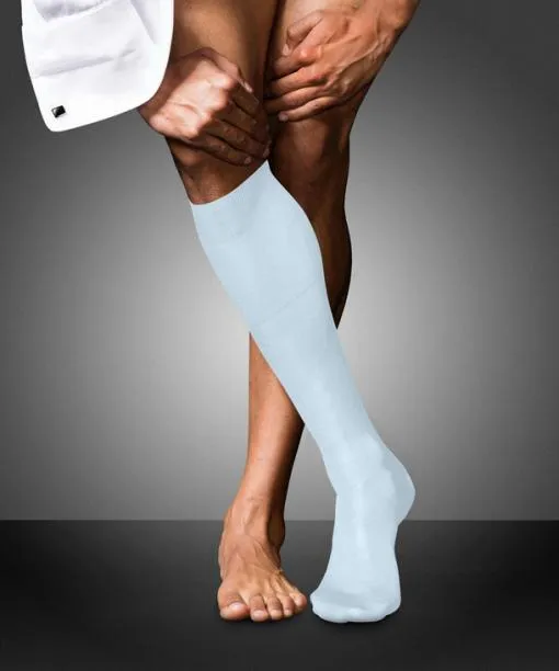 Men No 9 Pure Fil Dcosse Men Kneehigh Socks Light Blue FALKE Knee High Socks