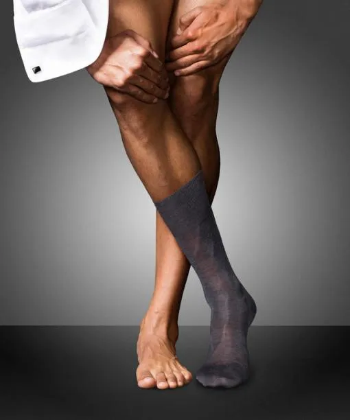 Men No 9 Pure Fil Dcosse Men Socks Anthracite Mel FALKE By Material