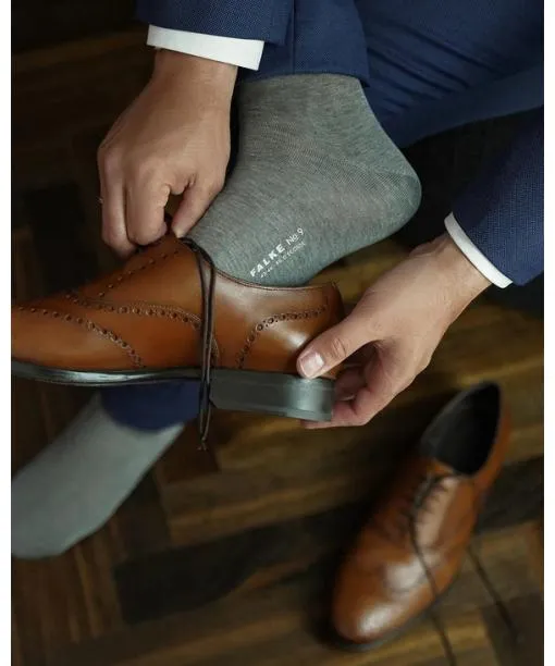 Men No 9 Pure Fil Dcosse Men Socks Anthracite Mel FALKE By Material