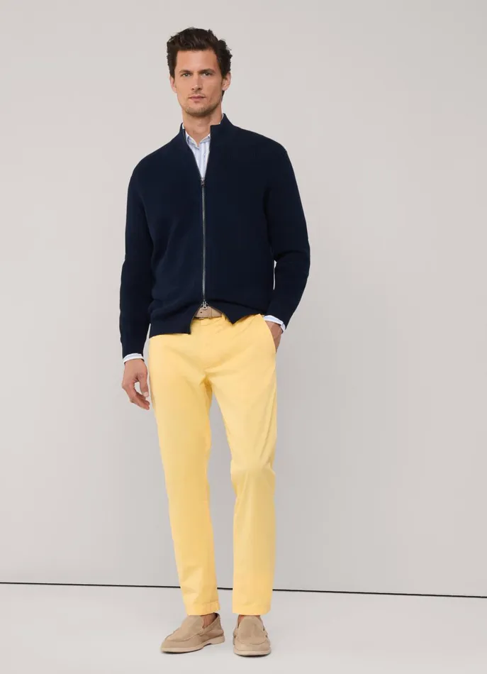 Men Pants Faonnable Regular Fit Stretch Chinos Mellow Yellow