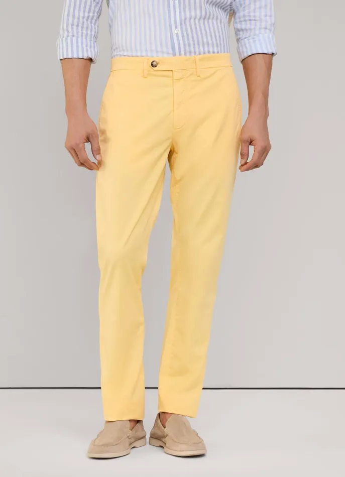 Men Pants Faonnable Regular Fit Stretch Chinos Mellow Yellow