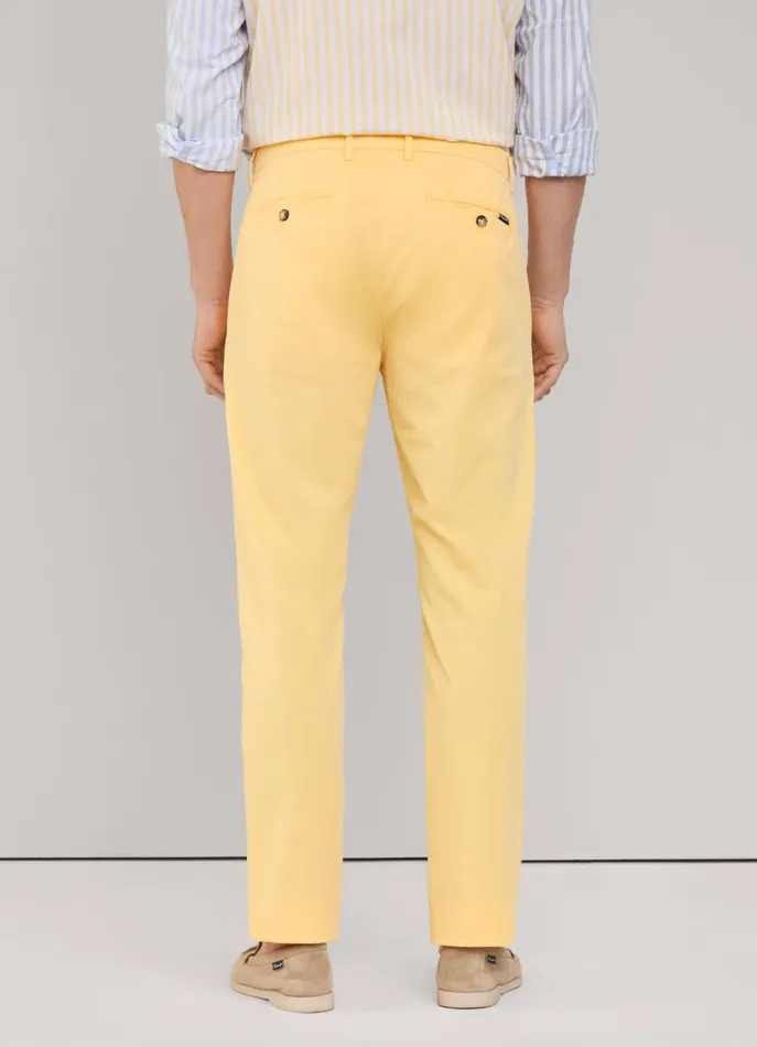 Men Pants Faonnable Regular Fit Stretch Chinos Mellow Yellow