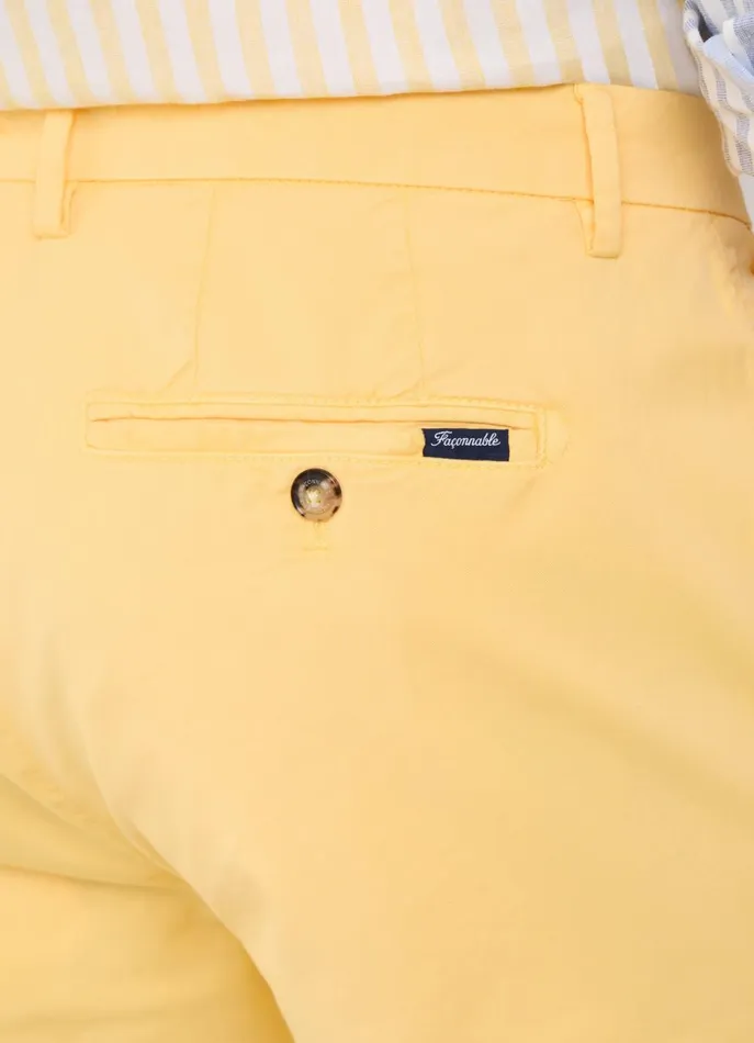 Men Pants Faonnable Regular Fit Stretch Chinos Mellow Yellow