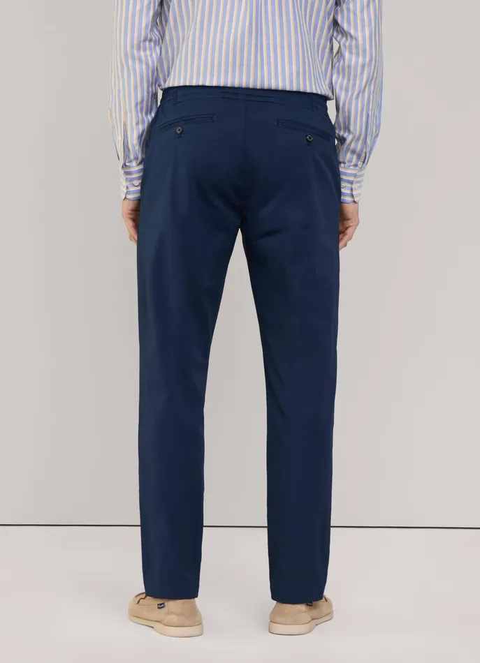 Men Pants Faonnable Regular Fit Stretch Trousers Marine Blue