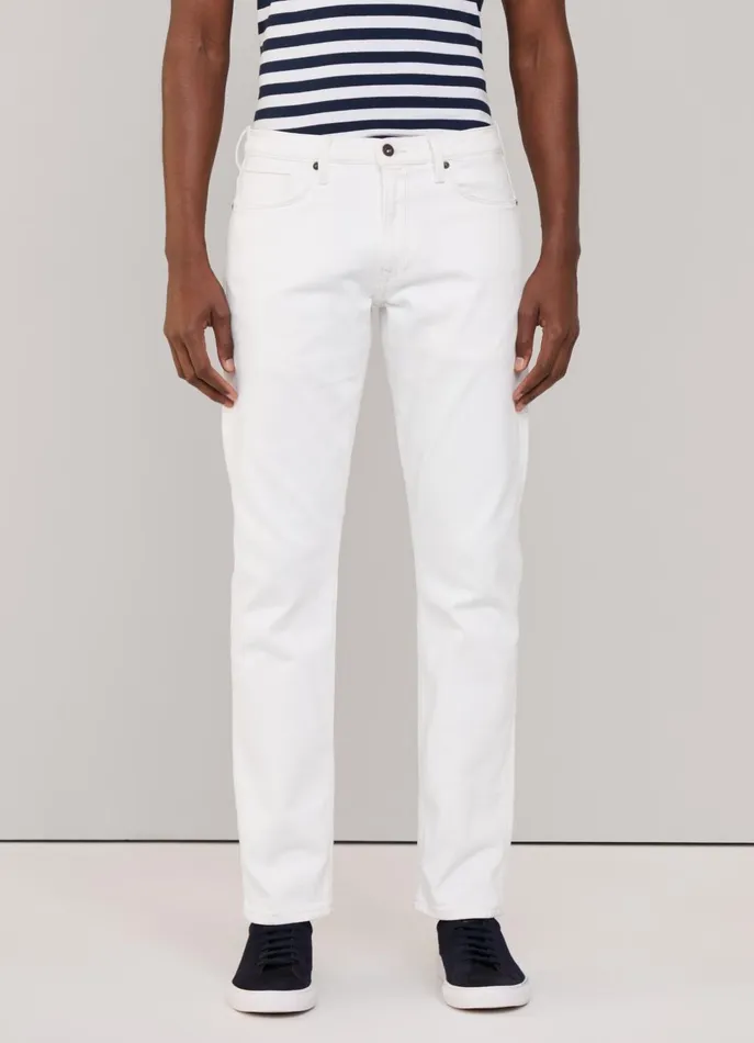 Men Pants Faonnable Regular Fit White Wash Jeans White