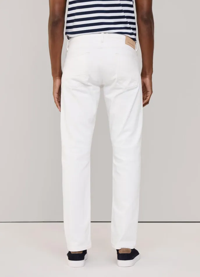 Men Pants Faonnable Regular Fit White Wash Jeans White
