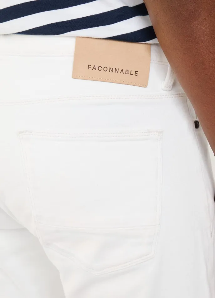 Men Pants Faonnable Regular Fit White Wash Jeans White