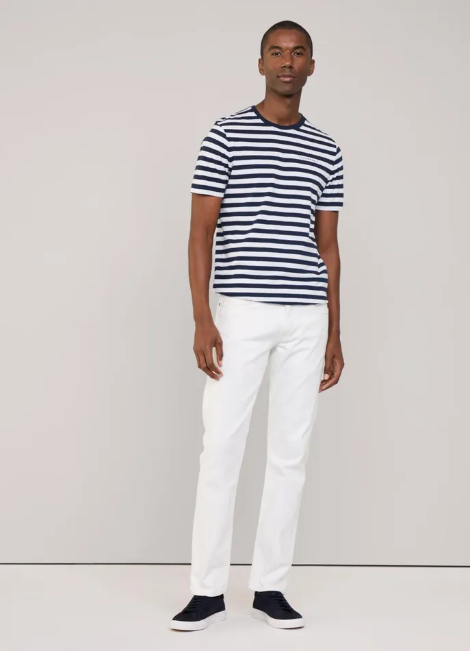 Men Pants Faonnable Regular Fit White Wash Jeans White