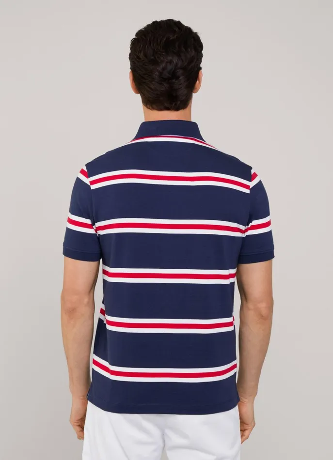 Men Polo Shirts Faonnable Regular Fit Regimental Striped Pima Polo Poster Red