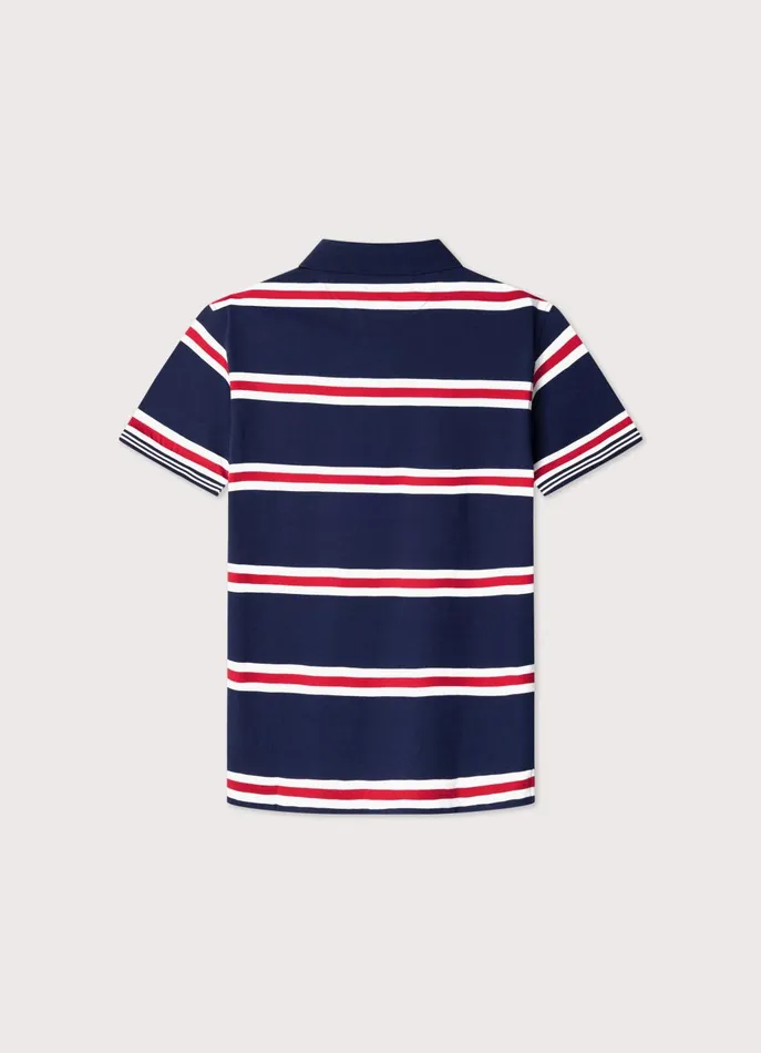 Men Polo Shirts Faonnable Regular Fit Regimental Striped Pima Polo Poster Red