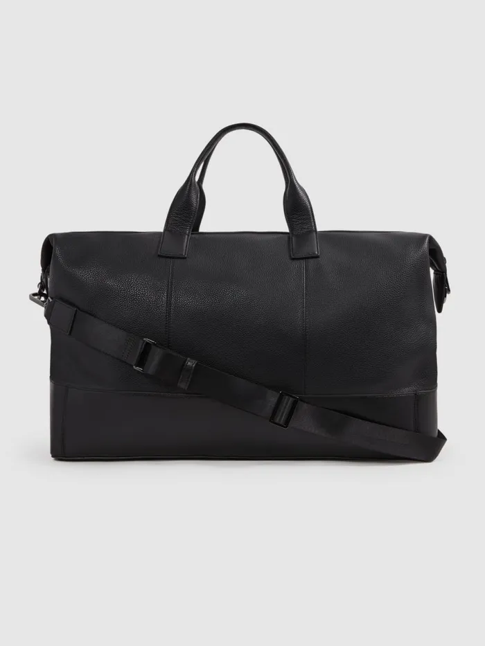 Men Reiss Bags Carter Leather Travel Bag Black