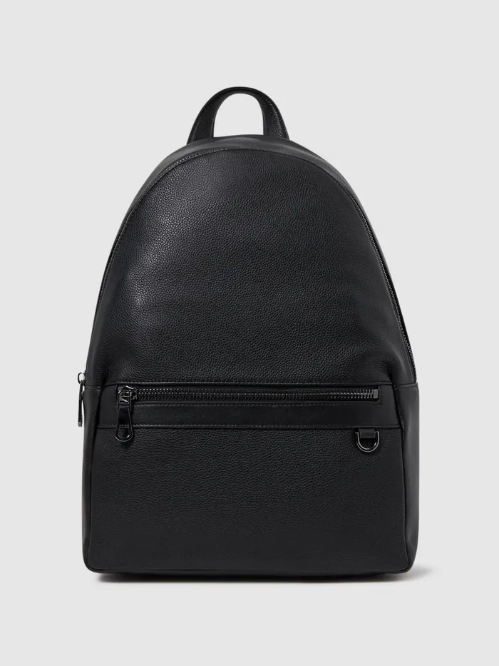 Men Reiss Bags Drew Leather Zipped Backpack Black
