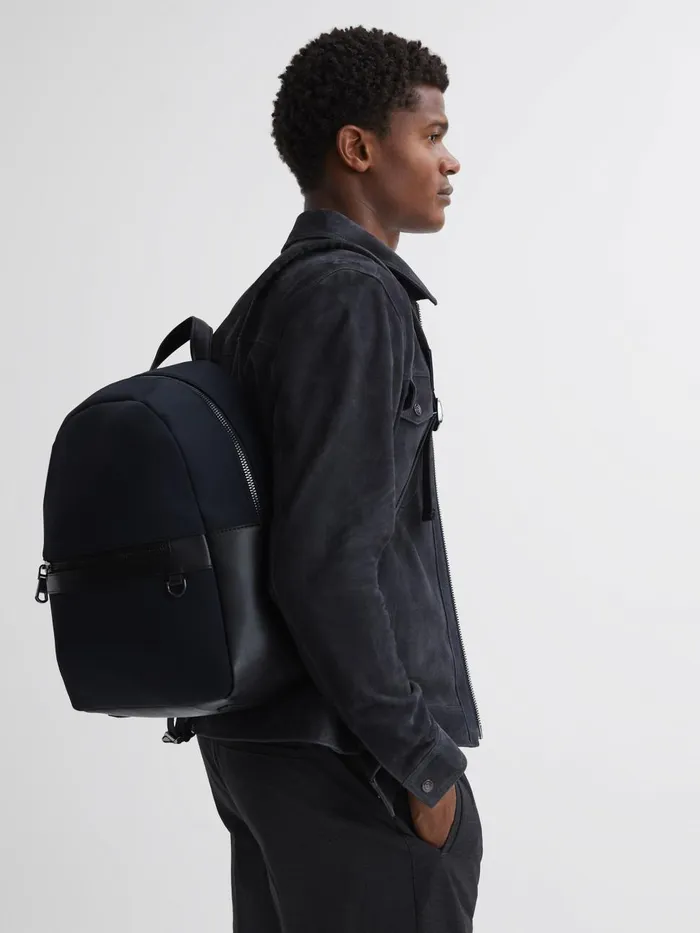 Men Reiss Bags Drew Neoprene Zipped Backpack Dark Navy