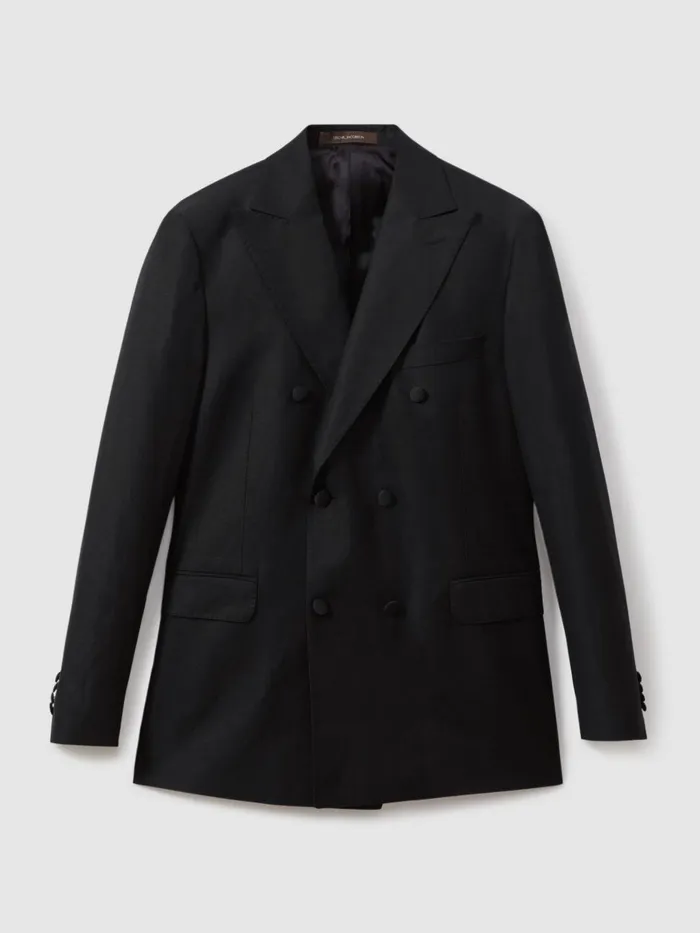 Men Reiss Blazers Jacobson WoolLinen Double Breasted Blazer Black