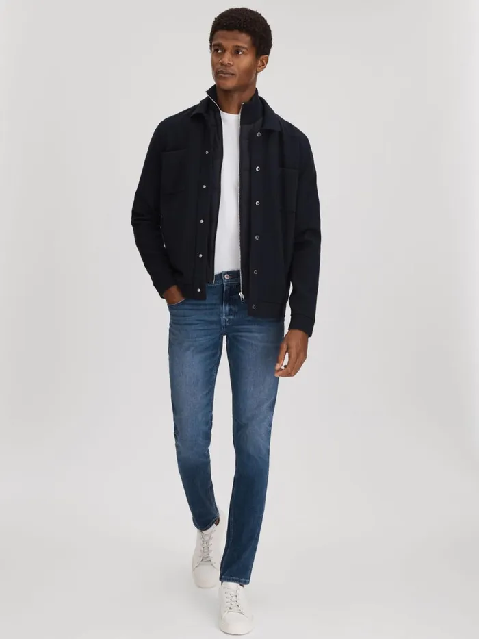 Men Reiss Jeans High Stretch Super Skinny Jeans Schneider Blue