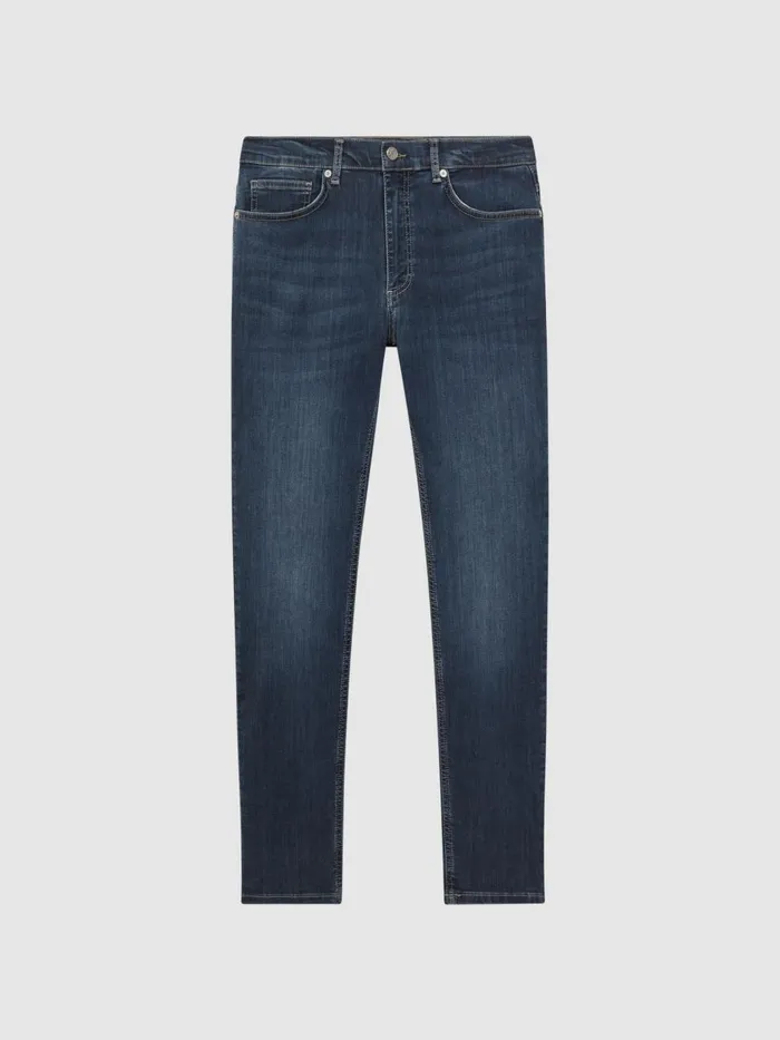 Men Reiss Jeans James Slim Fit Washed Jersey Jeans Indigo
