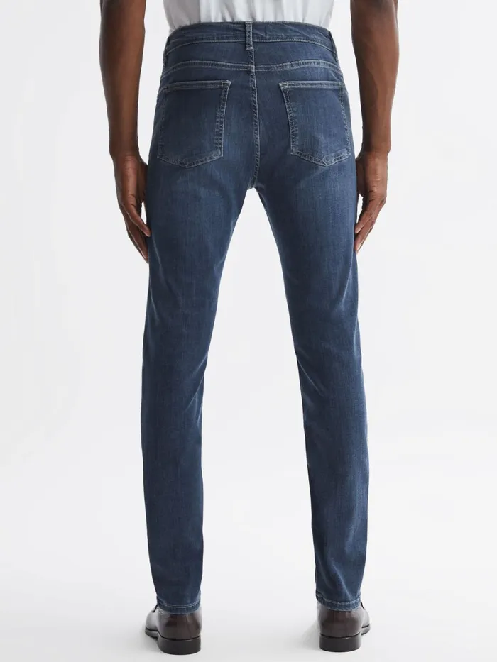 Men Reiss Jeans James Slim Fit Washed Jersey Jeans Indigo