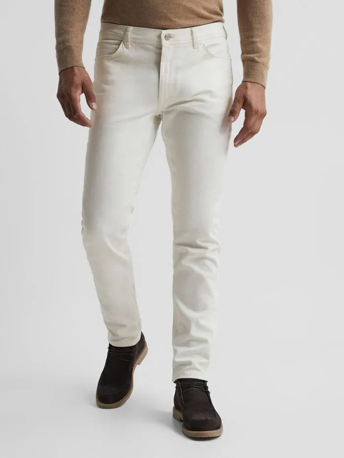 Men Reiss Jeans Santorini Tapered Slim Fit Stretch Jeans Ecru