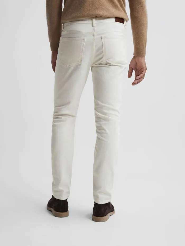 Men Reiss Jeans Santorini Tapered Slim Fit Stretch Jeans Ecru