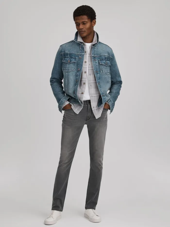 Men Reiss Jeans SlimFit Stretch Jeans Jimson Grey