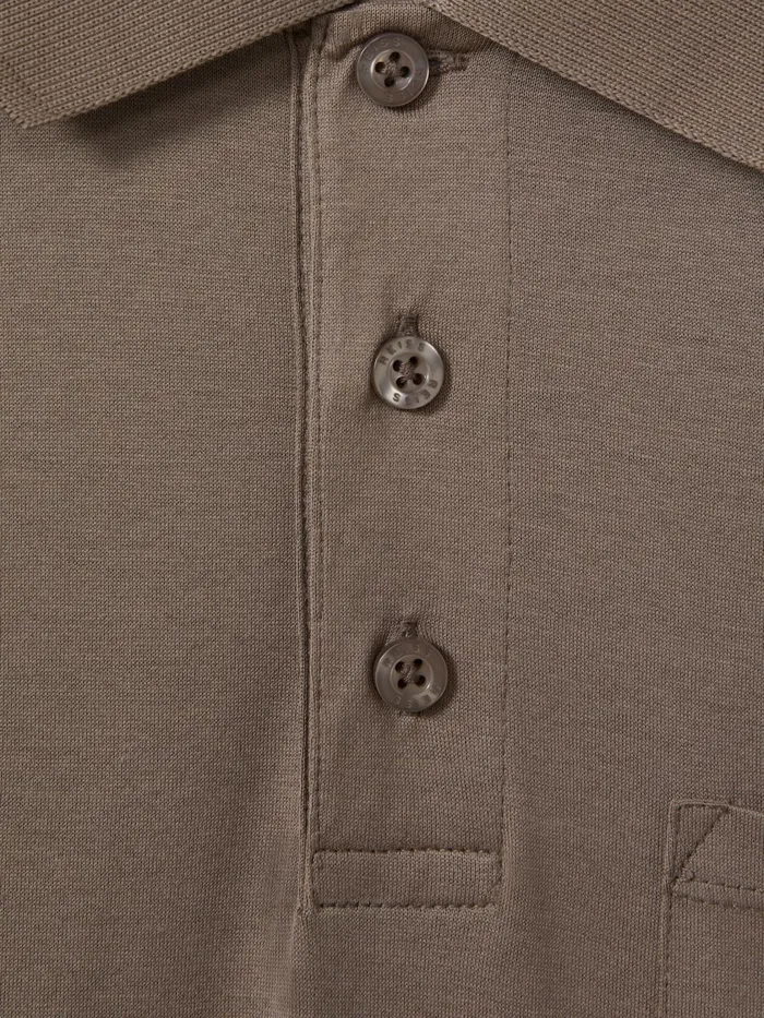 Men Reiss Knitwear Austin Mercerised Cotton Polo Shirt Cinder