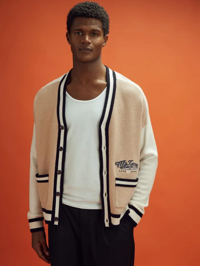 Men Reiss Knitwear F1 Wool Cashmere Cardigan Camelecru