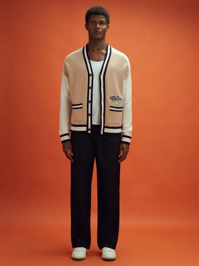 Men Reiss Knitwear F1 Wool Cashmere Cardigan Camelecru