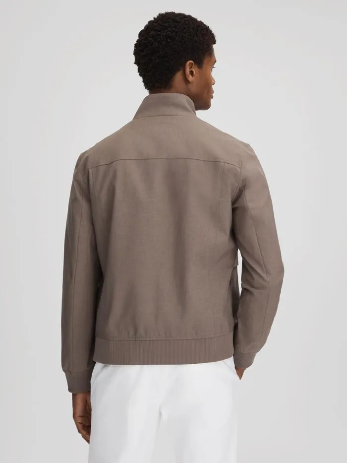 Men Reiss Outerwear and Coats Rufus Funnel Neck ZipThrough Jacket Brown