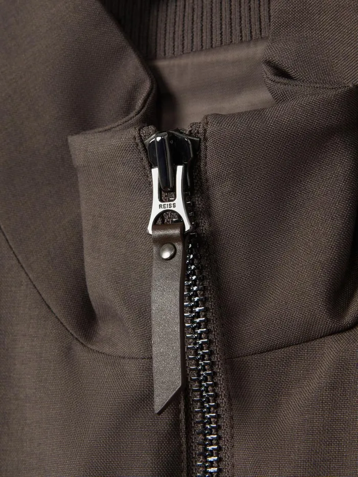 Men Reiss Outerwear and Coats Rufus Funnel Neck ZipThrough Jacket Brown