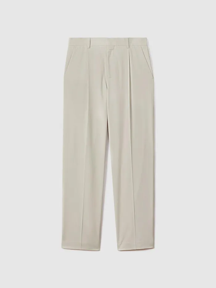 Men Reiss Pants F1 Relaxed Twill Trousers Stone