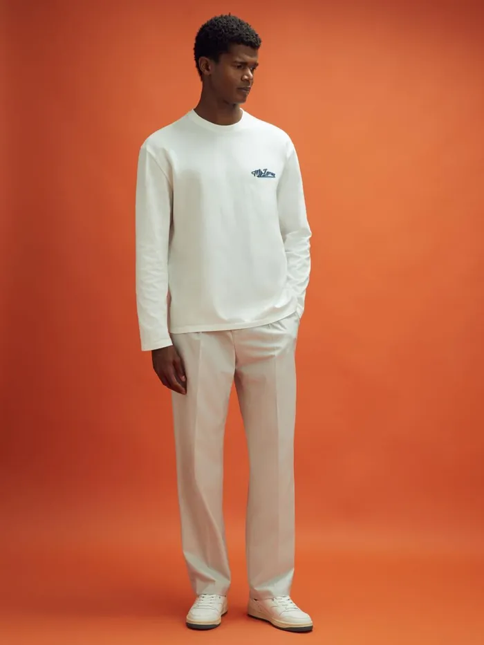 Men Reiss Pants F1 Relaxed Twill Trousers Stone