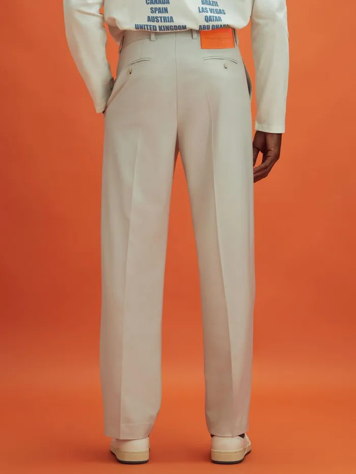 Men Reiss Pants F1 Relaxed Twill Trousers Stone